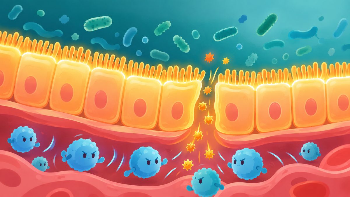 Conceptual illustration of the gut barrier and immune misfire loop